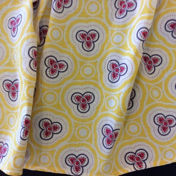 Handmade Retro Yellow Cotton Half Apron With Ruffled Teardrop Pockets - Picture 2 of 6